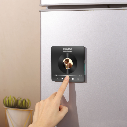 Personalised Photo Fridge Magnet with Favorite Song – Elegant Gift for Couples in Black or Color | Jessemade