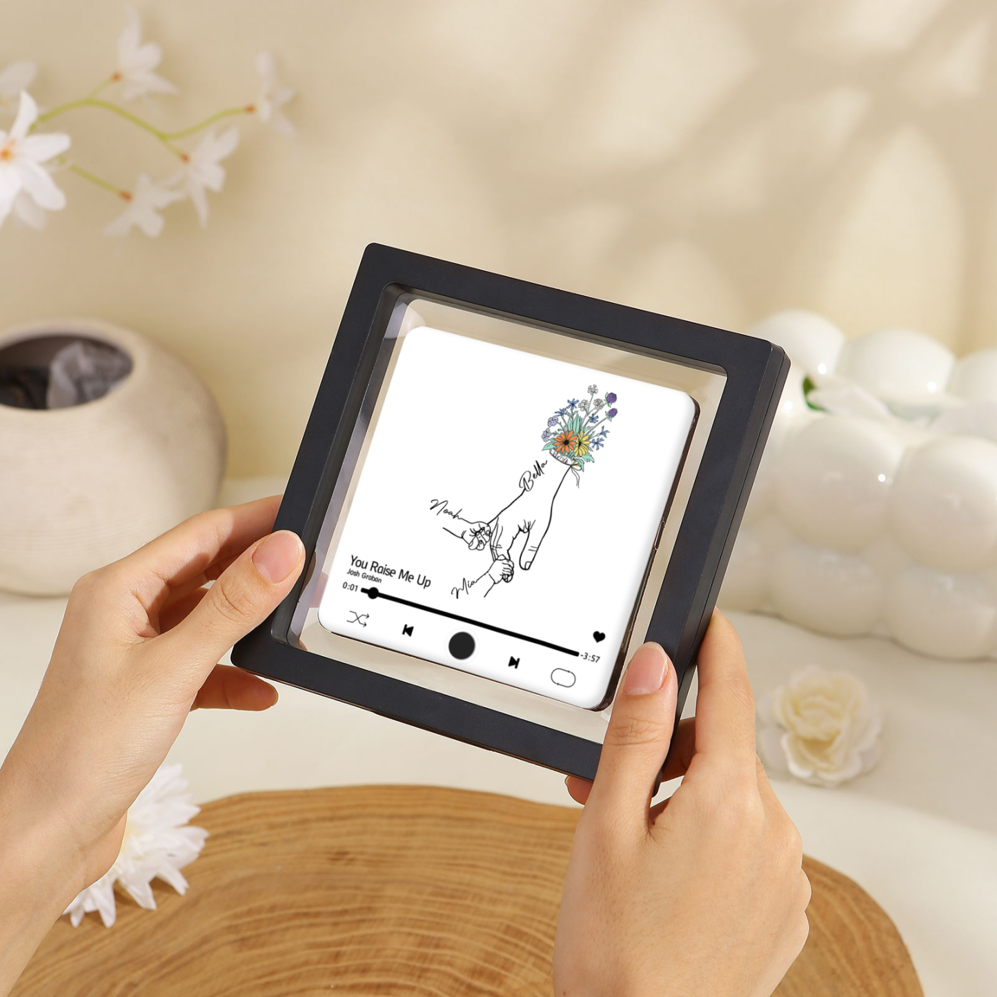 Personalised Hand-Holding Refrigerator Sticker with Custom 3 Names and Music Thoughtful Gift for Mum | Jessemade