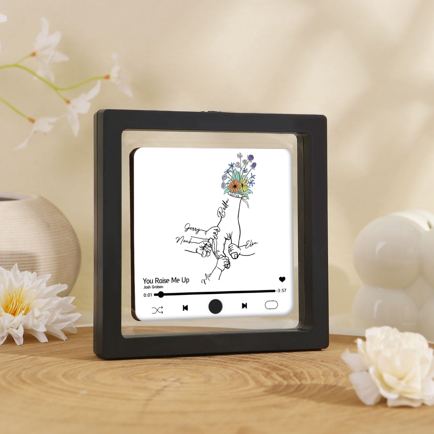 Personalised Hand-Holding Refrigerator Sticker with Custom 5 Names and Music Thoughtful Gift for Mum | Jessemade