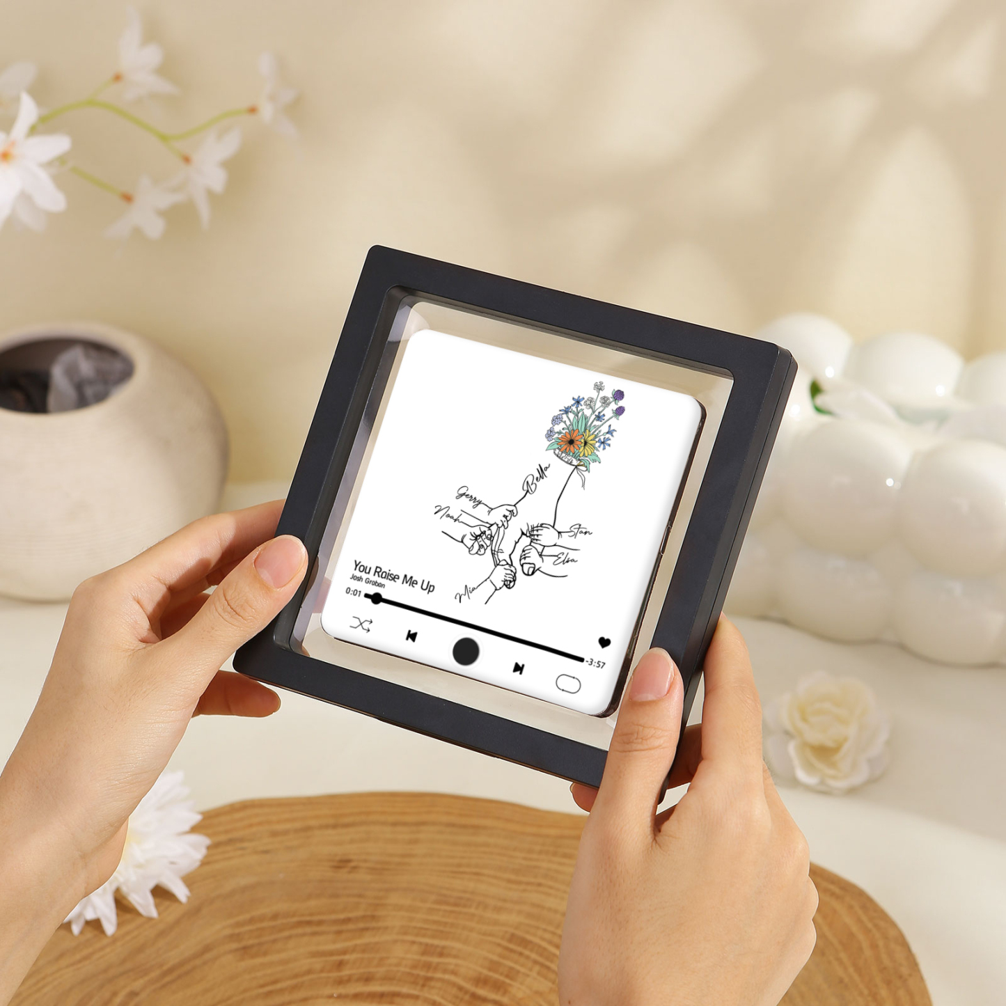 Personalised Hand-Holding Refrigerator Sticker with Custom 6 Names and Music Thoughtful Gift for Mum | Jessemade