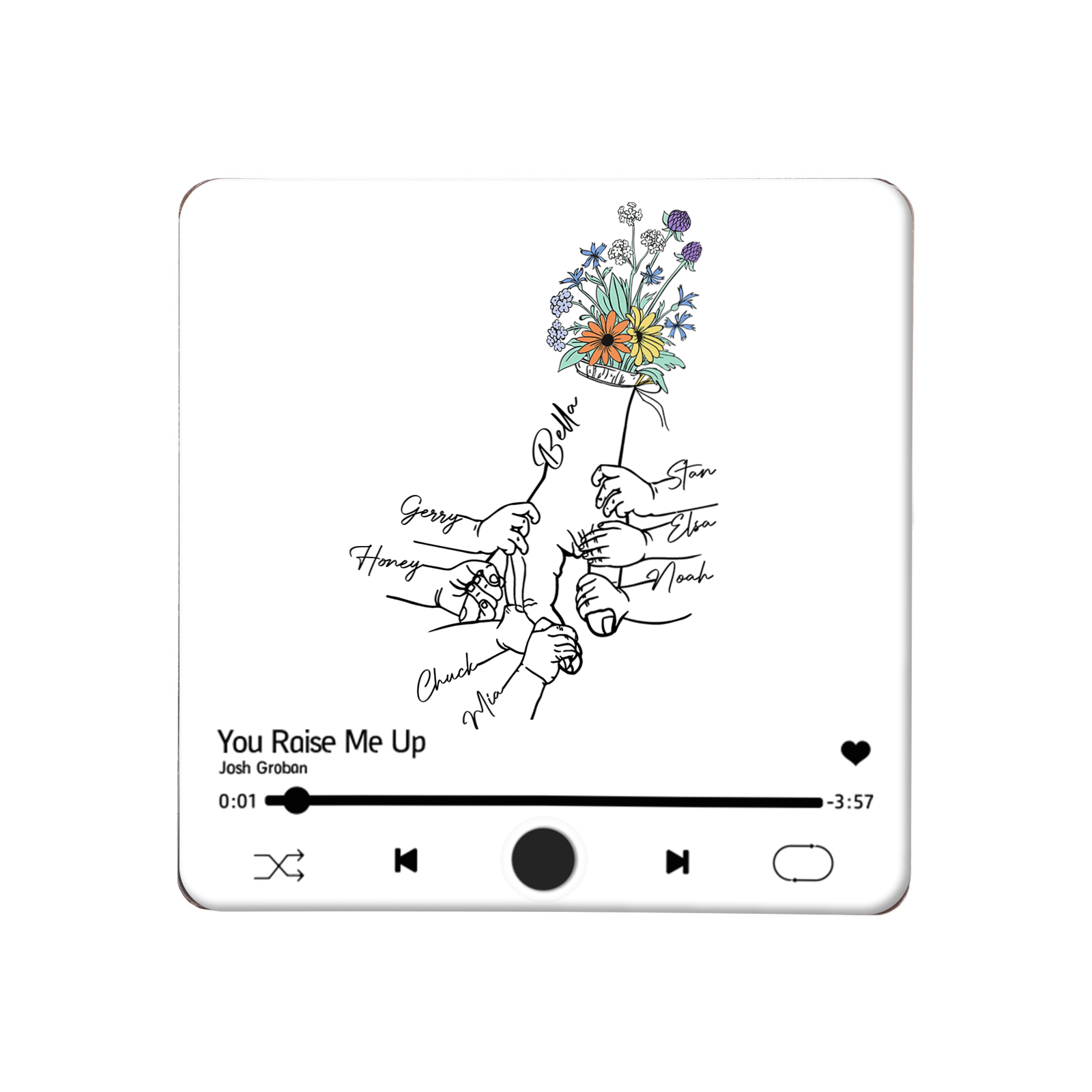 Personalised Hand-Holding Refrigerator Sticker with Custom 8 Names and Music Thoughtful Gift for Mum | Jessemade