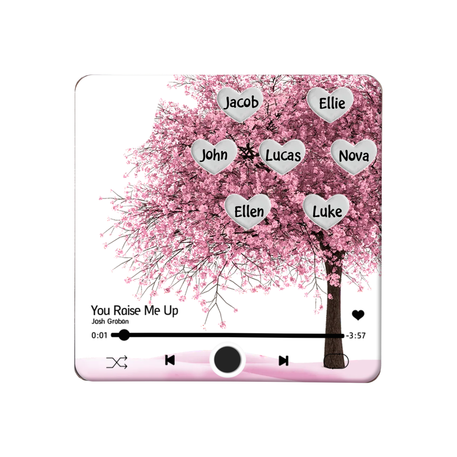 Personalised Acrylic Refrigerator Magnet with Custom 7 Names and Song Gift for Parents | Jessemade