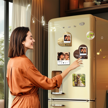 Personalised Couple Fridge Magnets – Customize with Photos and Favorite Songs – Valentine's Day Heart Home Decor | Jessemade