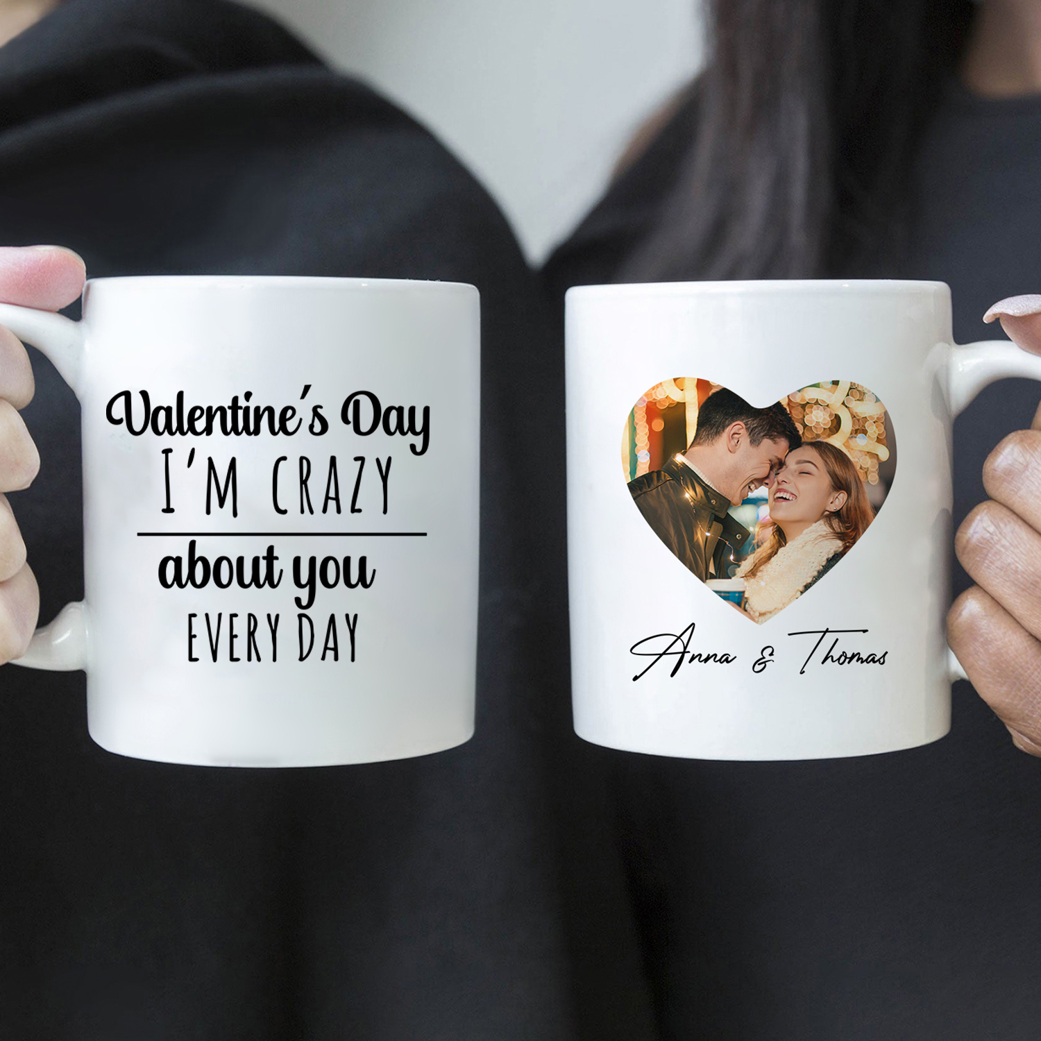 Personalised Couple Mug with Custom Photo & Text – "Valentine’s Day, I'm Crazy About You Every Day" – Valentine’s Day Gift for Couples | Jessemade