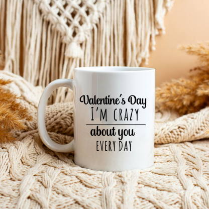 Personalised Couple Mug with Custom Photo & Text – "Valentine’s Day, I'm Crazy About You Every Day" – Valentine’s Day Gift for Couples | Jessemade