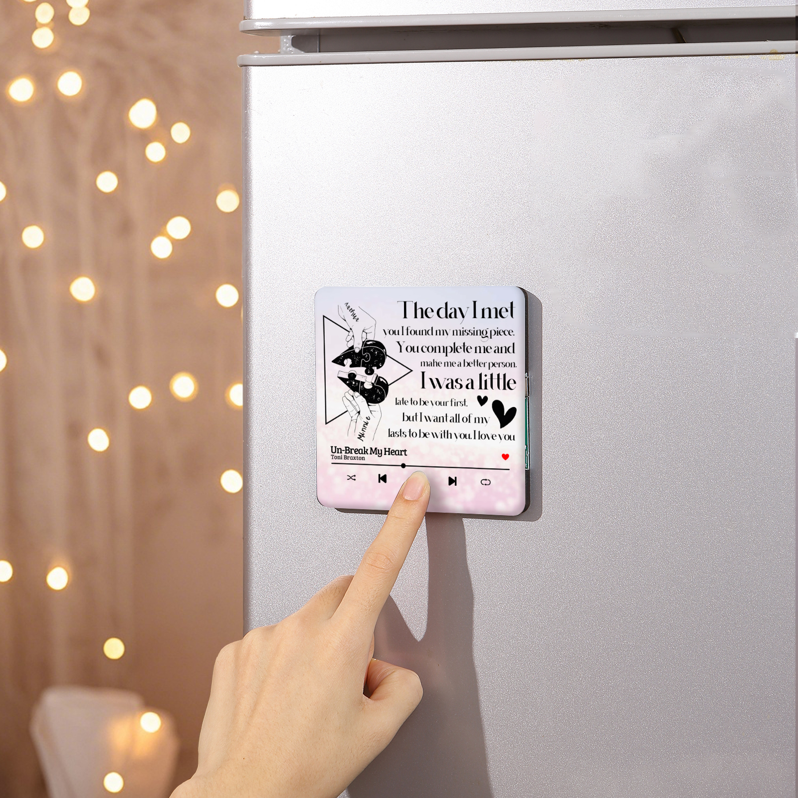 Personalized Fridge Magnet The Day I Met You I Found My Missing Piece Heart Puzzle Valentines Day Gift