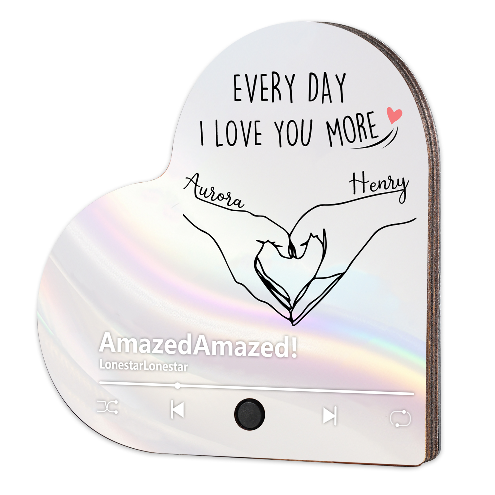 Personalised Heart-Shaped Refrigerator Magnet - Customised with 2 Names, 1 Text & 1 Song, Heart Gesture Design, Valentine’s Day Gift for Couple | Jessemade