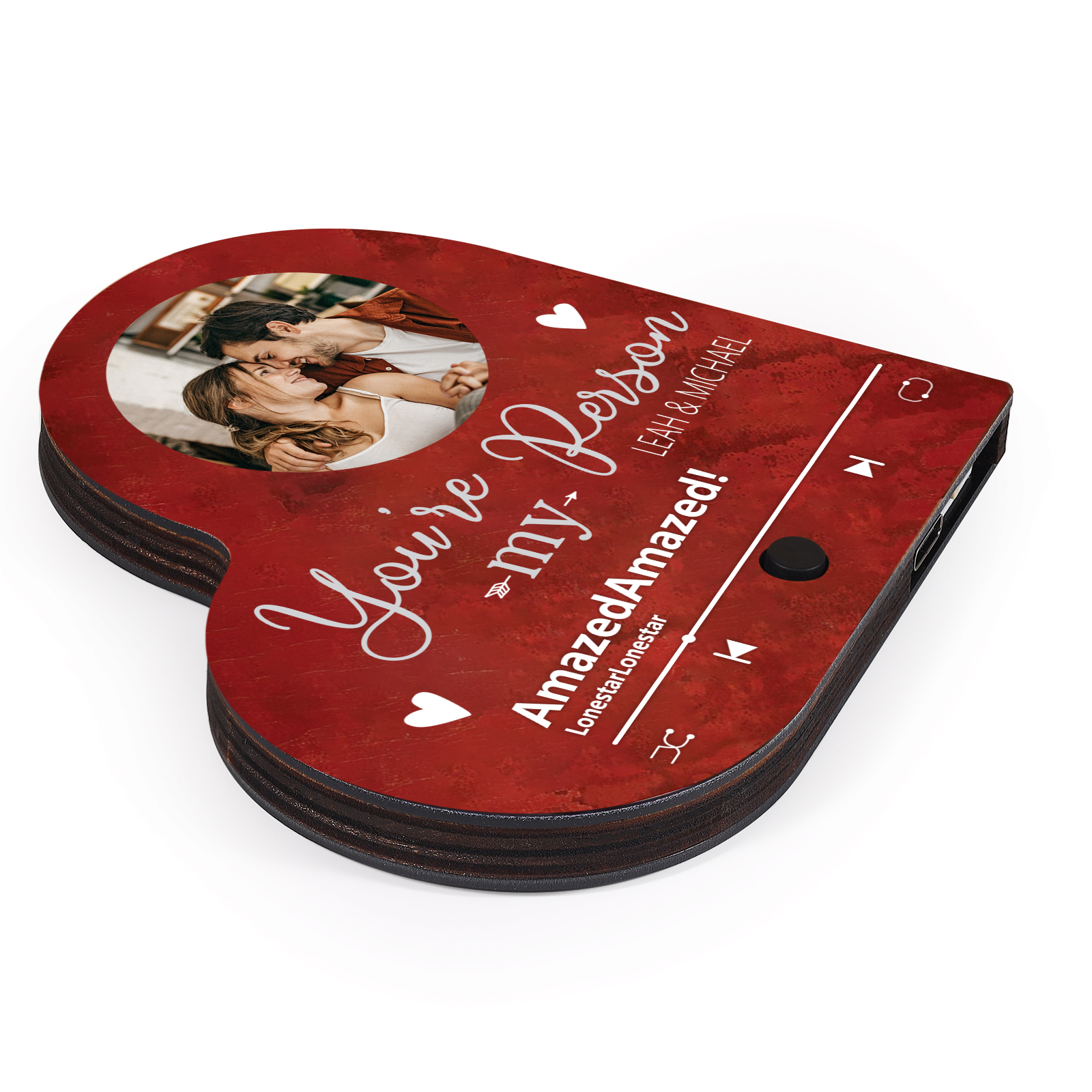 Personalised Heart-Shaped Refrigerator Magnet - Customised with 2 Names, 1 Photo, 1 Text & 1 Song, Romantic Design, Valentine’s Day Gift for Couple | Jessemade