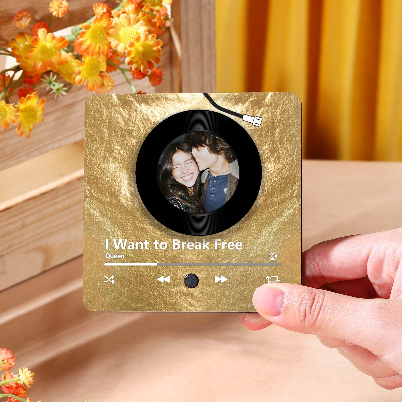 Personalised Music Refrigerator Magnet - Customised with 1 Photo & 1 Song, "Vinyl Record Style" Design, Valentine’s Day Gift for Couple | Jessemade