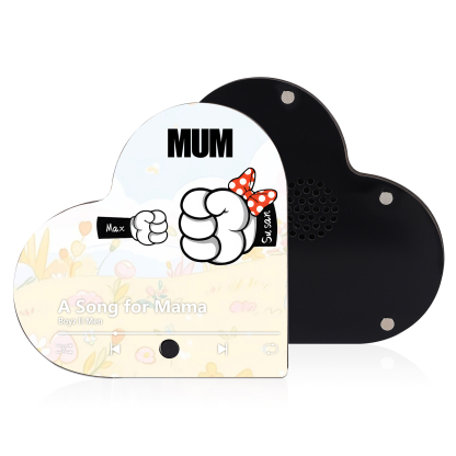 Personalised Fist Music Fridge Magnet Engraved 2 Names & 1Text– Custom Heart-Shaped Wooden Acrylic Gift | Jessemade