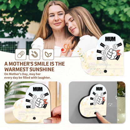 [Copy]Personalised Fist Music Fridge Magnet Engraved 5 Names & 1 Text– Custom Heart-Shaped Wooden Acrylic Gift | Jessemade