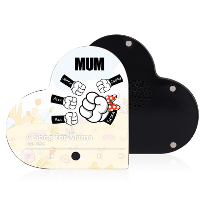 [Copy]Personalised Fist Music Fridge Magnet Engraved 5 Names & 1 Text– Custom Heart-Shaped Wooden Acrylic Gift | Jessemade