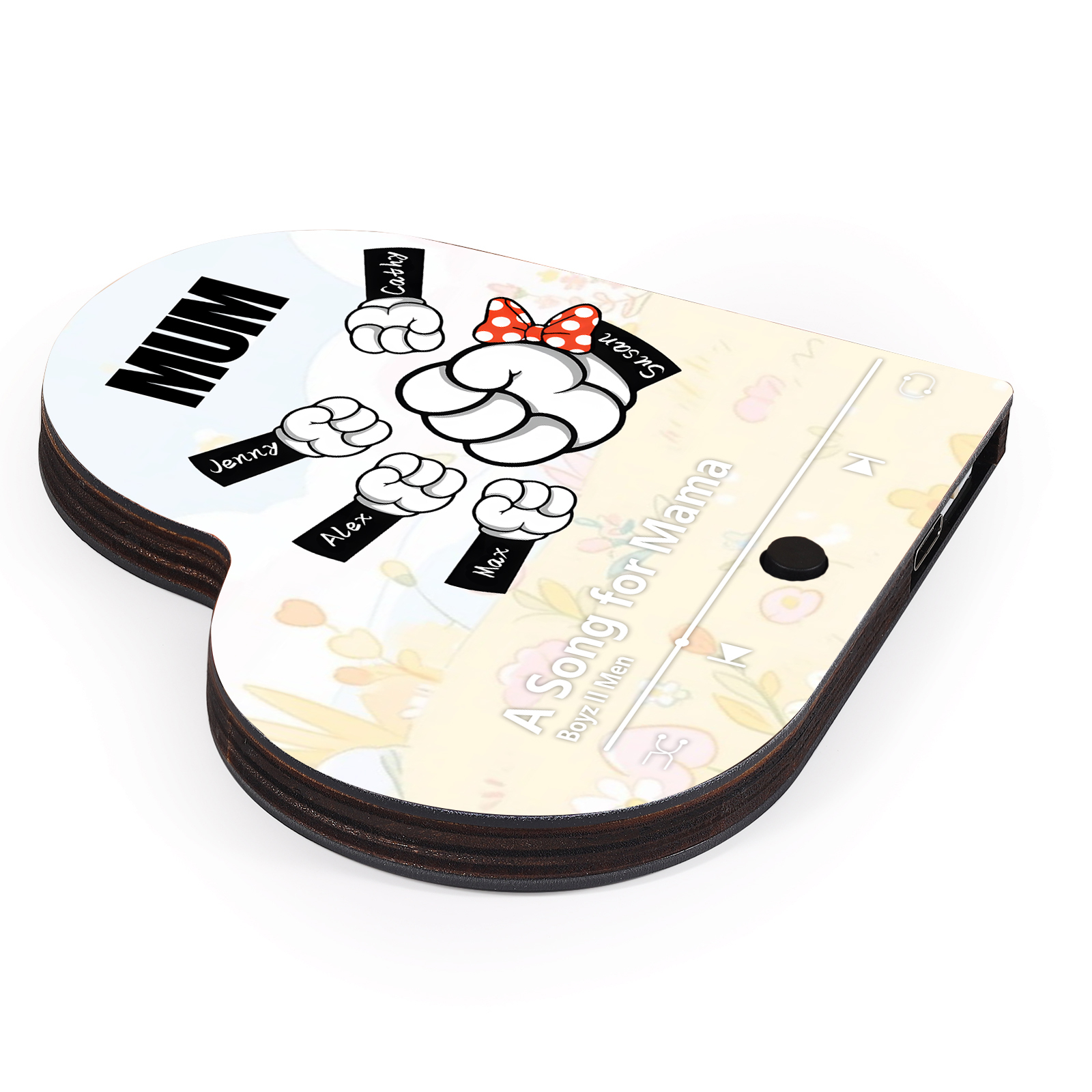 [Copy]Personalised Fist Music Fridge Magnet Engraved 5 Names & 1 Text– Custom Heart-Shaped Wooden Acrylic Gift | Jessemade