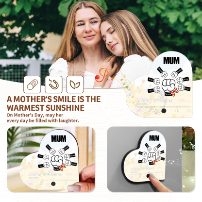 Personalised Fist Music Fridge Magnet Engraved 7 Names & 1 Text– Custom Heart-Shaped Wooden Acrylic Gift | Jessemade