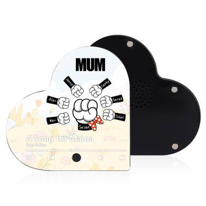 Personalised Fist Music Fridge Magnet Engraved 7 Names & 1 Text– Custom Heart-Shaped Wooden Acrylic Gift | Jessemade