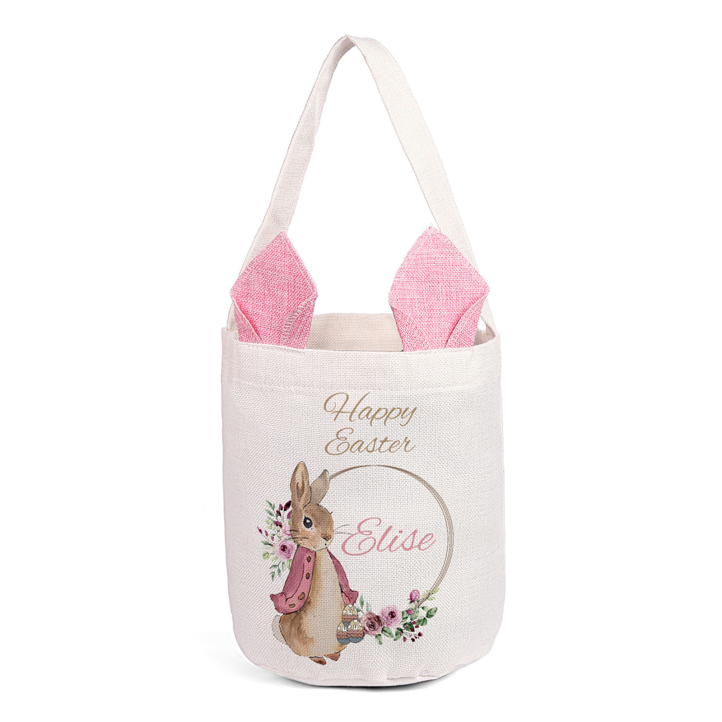 Personalised Easter Bunny Tote Bag – Custom Name Gift Basket (4 Colours Available)-| Jessemade