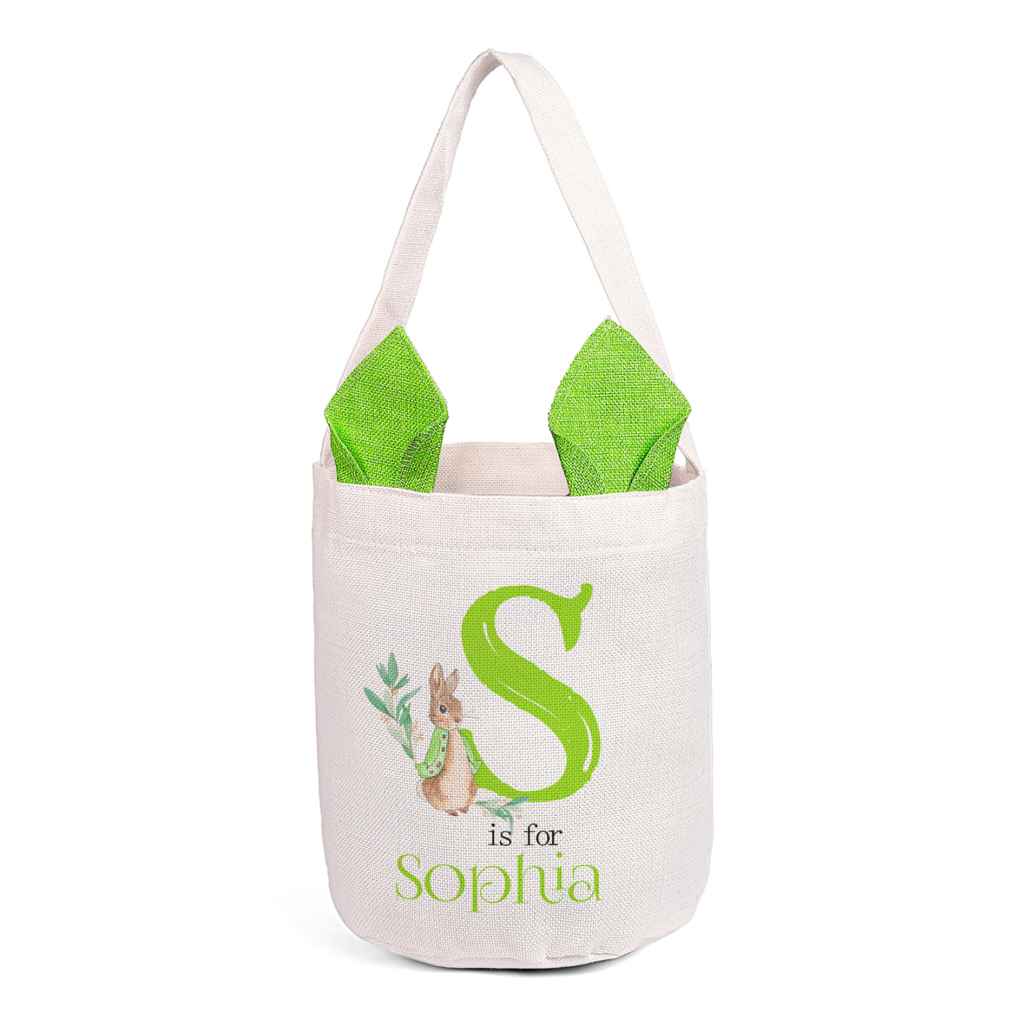 Personalised Easter Bunny Tote Bag – Custom Name Gift Basket (4 Colours Available)-| Jessemade
