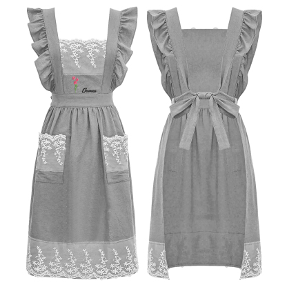 Personalised Embroidered Apron with Name & Custom Flower – Gift for Women | Jessemade