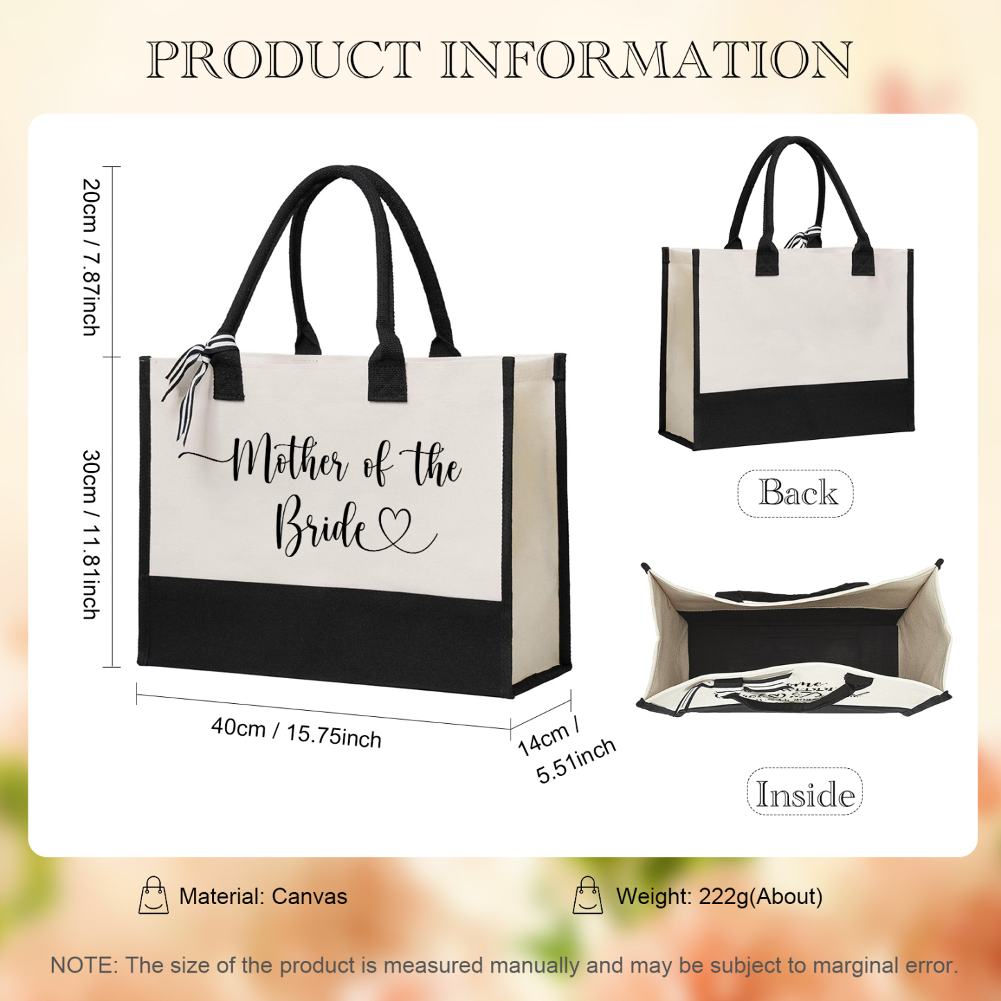 Personalised Wedding Canvas Tote Bag – Custom Bridal Party Gift for Women | Jessemade