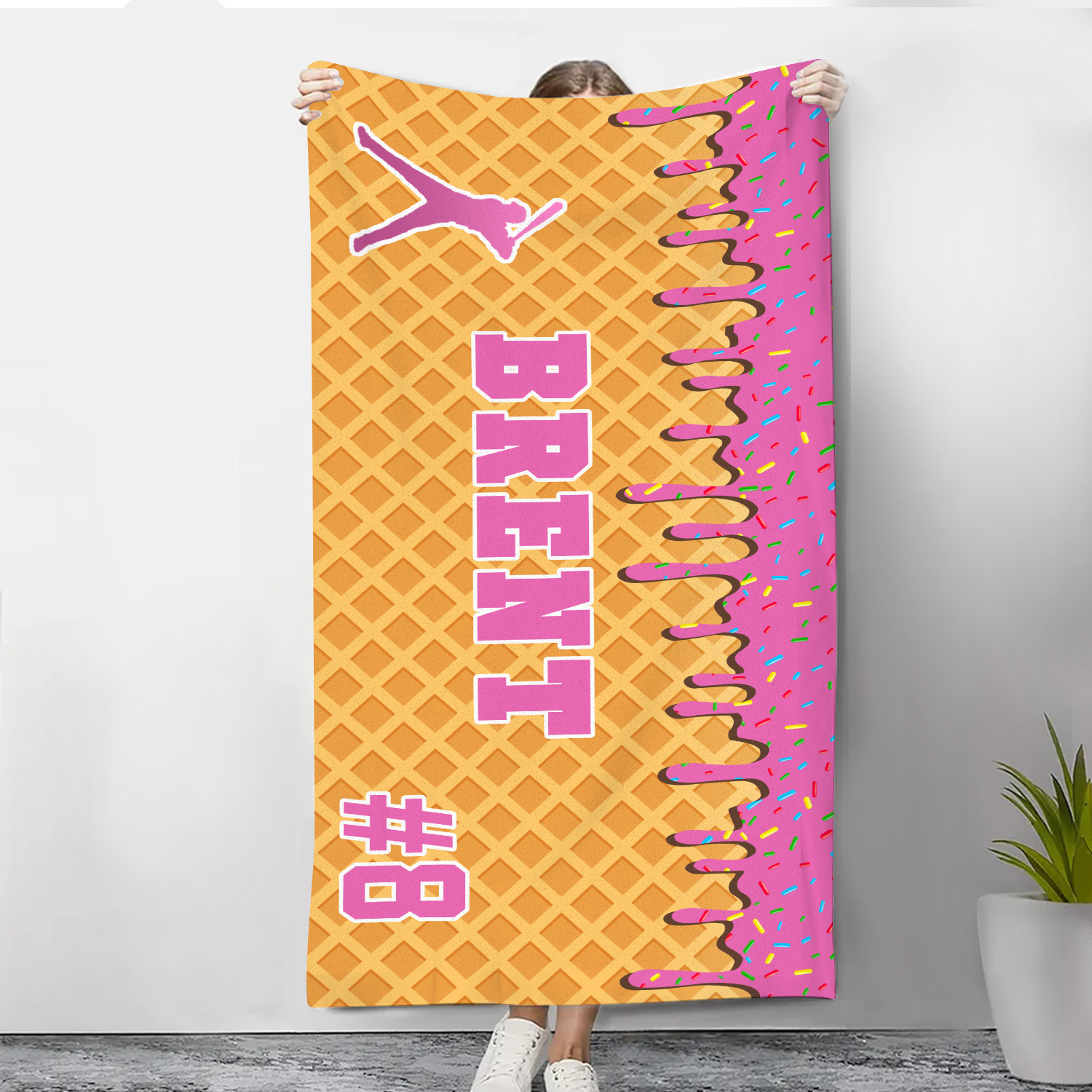 Personalised Beach Towel with Name & Number – Unique Gift for Family | Jessemade