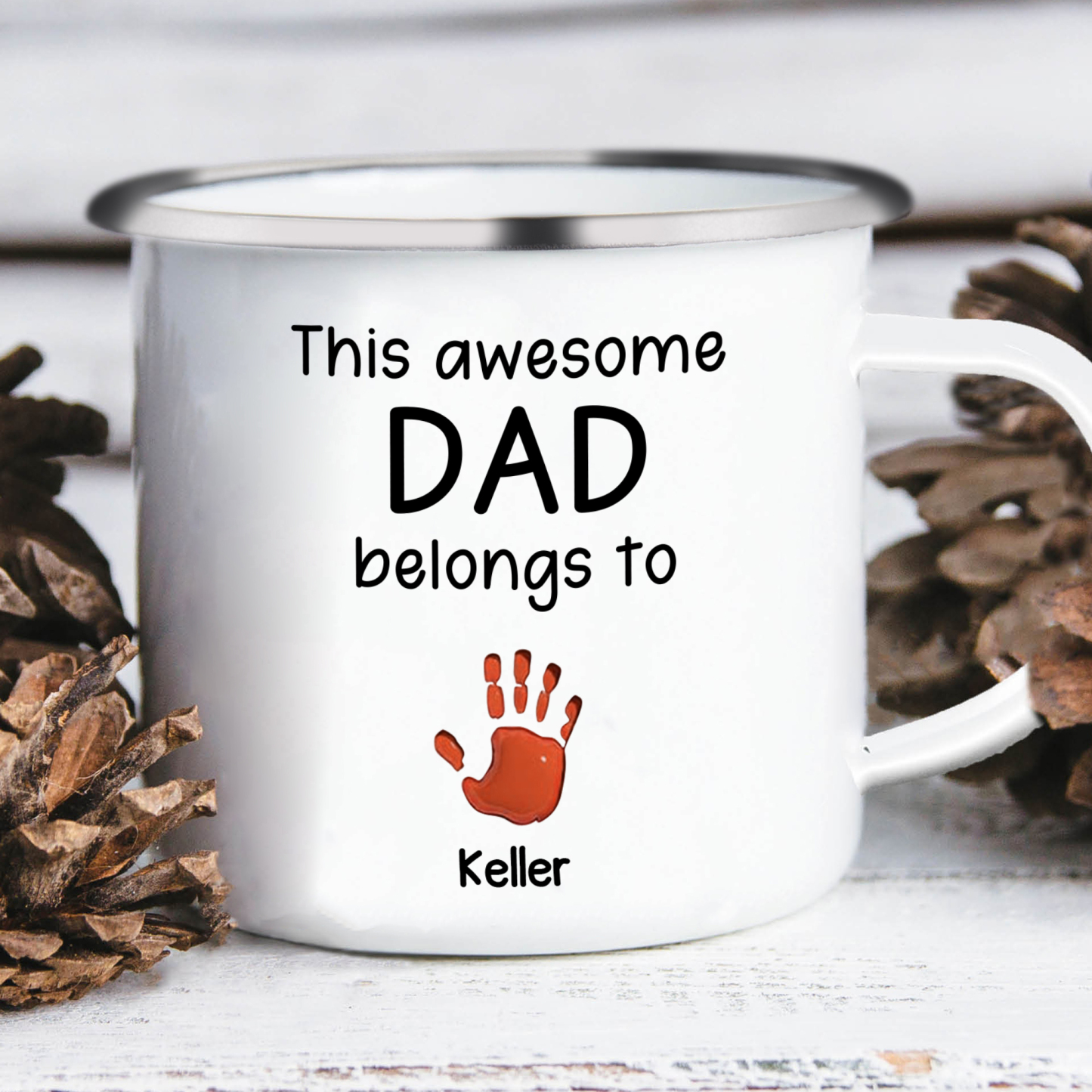 1 Name Personalised Enamel Mug – Custom Father's Day Gift | Jessemade