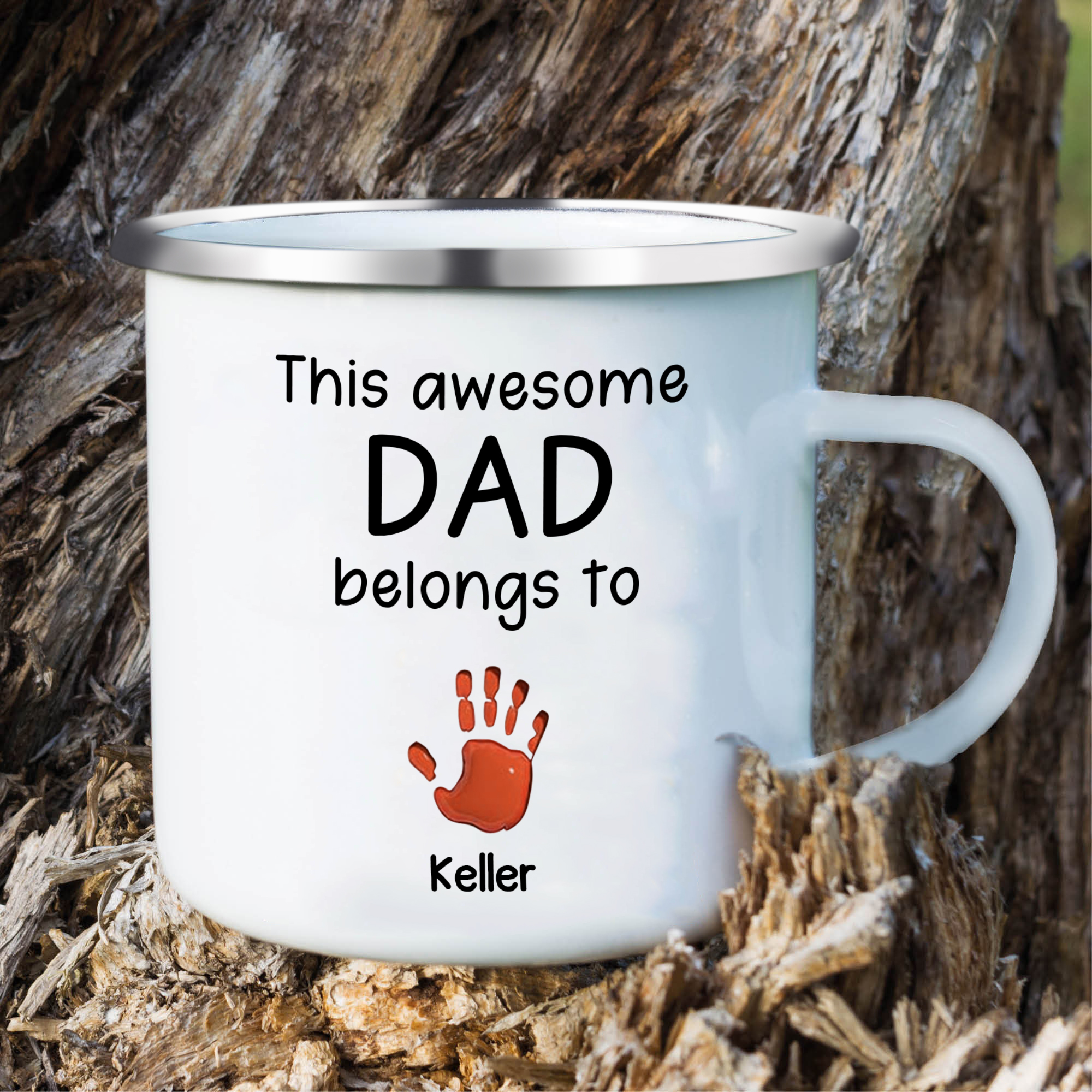 1 Name Personalised Enamel Mug – Custom Father's Day Gift | Jessemade