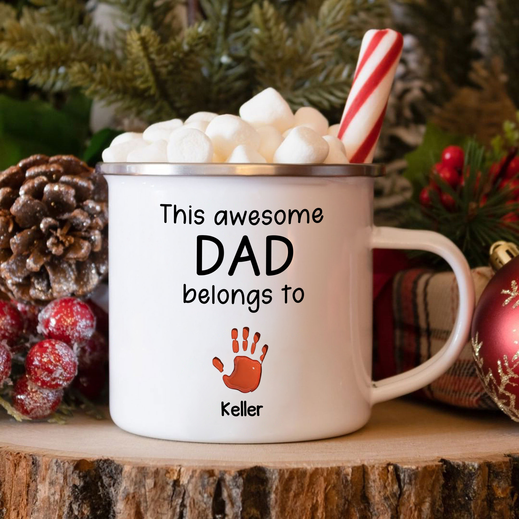 1 Name Personalised Enamel Mug – Custom Father's Day Gift | Jessemade