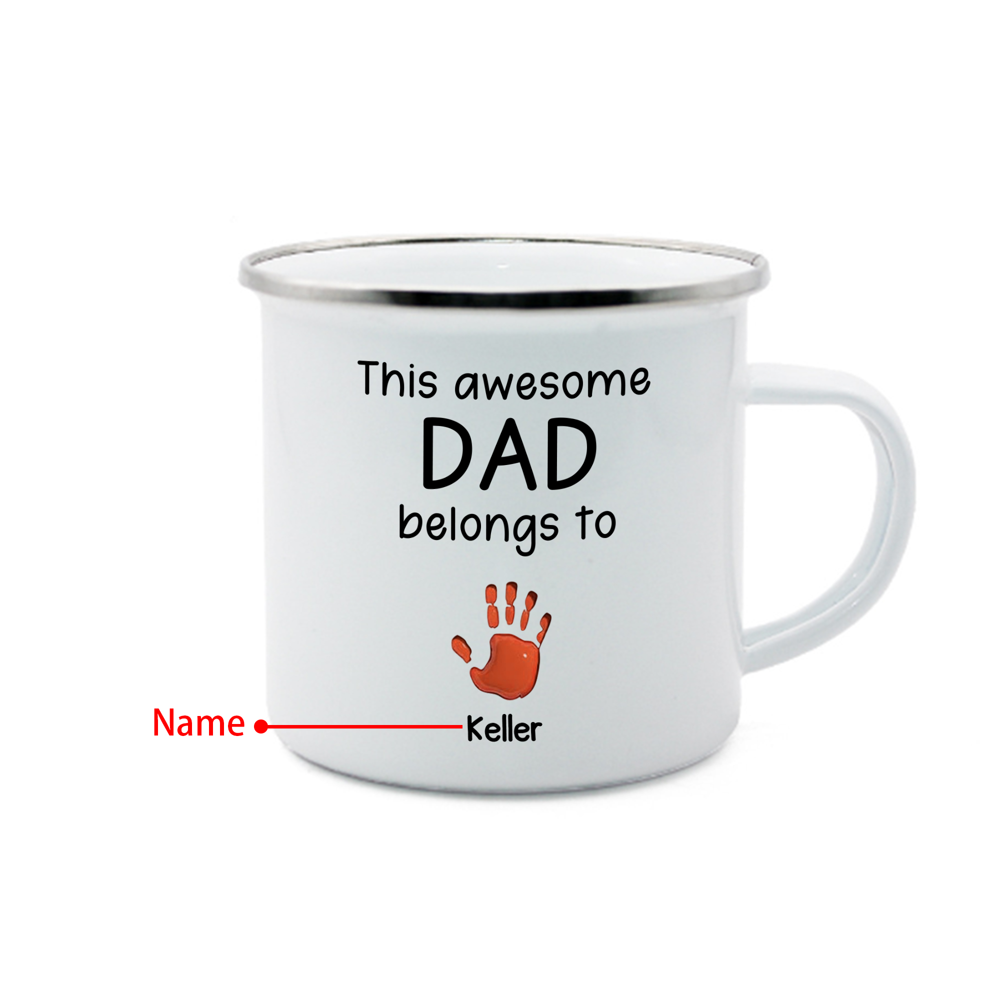 1 Name Personalised Enamel Mug – Custom Father's Day Gift | Jessemade