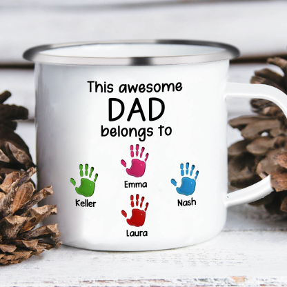 4 Names Personalised Enamel Mug – Custom Father's Day Gift | Jessemade