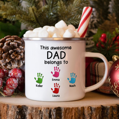 4 Names Personalised Enamel Mug – Custom Father's Day Gift | Jessemade