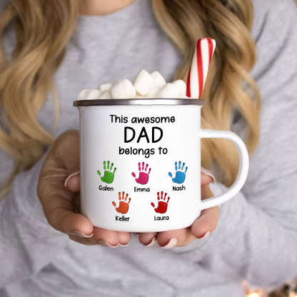 5 Names Personalised Enamel Mug – Custom Father's Day Gift | Jessemade