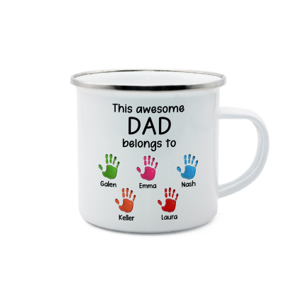 5 Names Personalised Enamel Mug – Custom Father's Day Gift | Jessemade