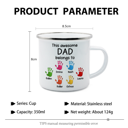 6 Names Personalised Enamel Mug – Custom Father's Day Gift | Jessemade