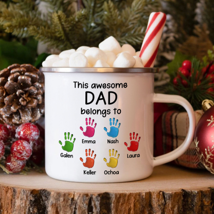 6 Names Personalised Enamel Mug – Custom Father's Day Gift | Jessemade