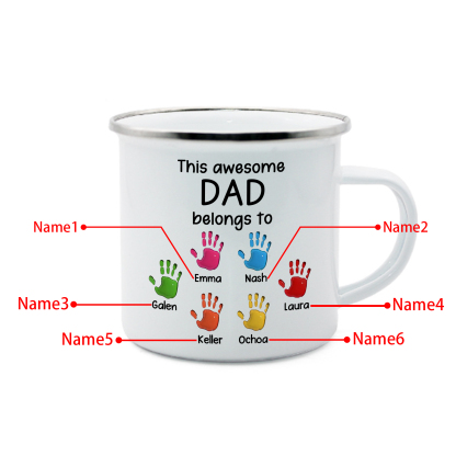 6 Names Personalised Enamel Mug – Custom Father's Day Gift | Jessemade