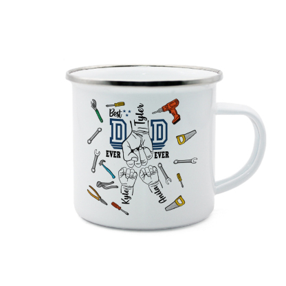 3 Names Personalised Fist Dad Enamel Mug – Custom Father's Day Gift | Jessemade