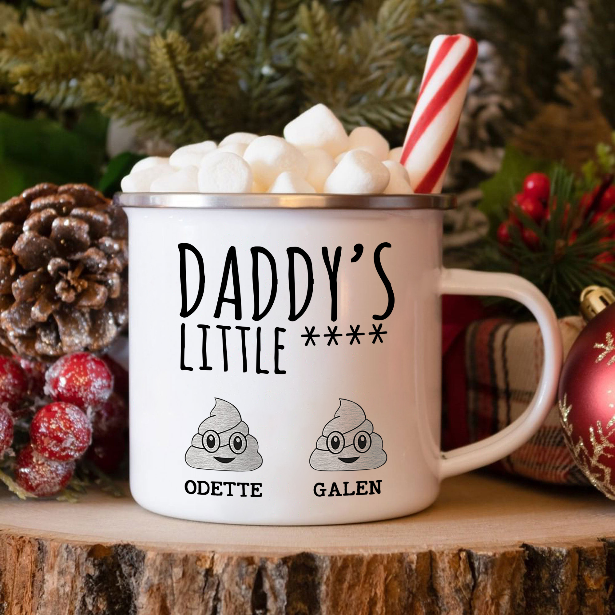 2 Names Personalised Funny Dad Enamel Mug – Custom Father's Day Gift | Jessemade