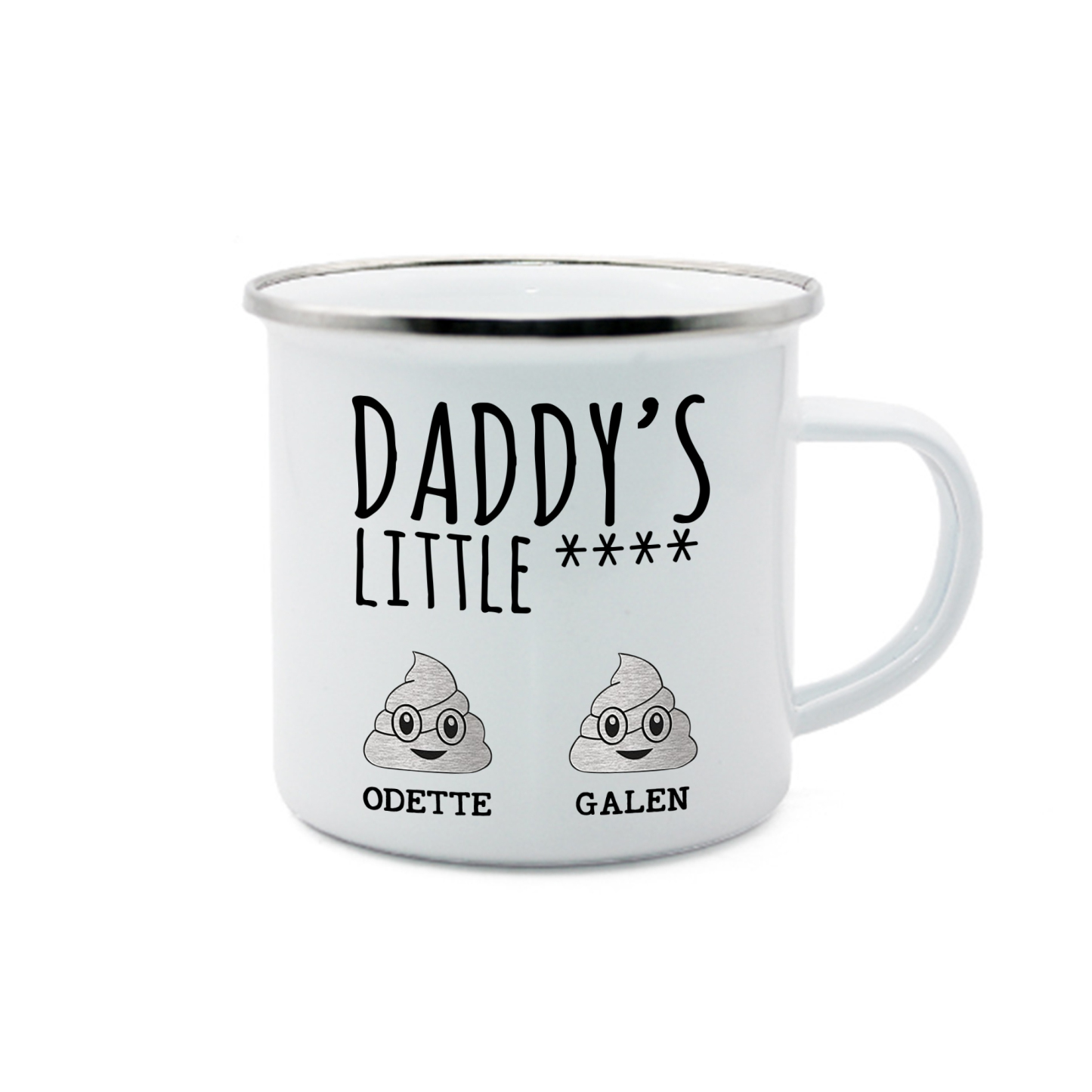 2 Names Personalised Funny Dad Enamel Mug – Custom Father's Day Gift | Jessemade