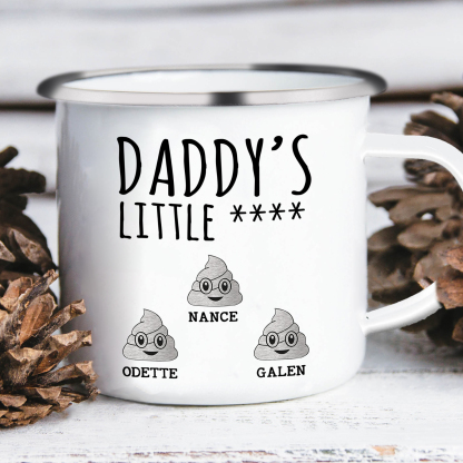 3 Names Personalised Funny Dad Enamel Mug – Custom Father's Day Gift |
