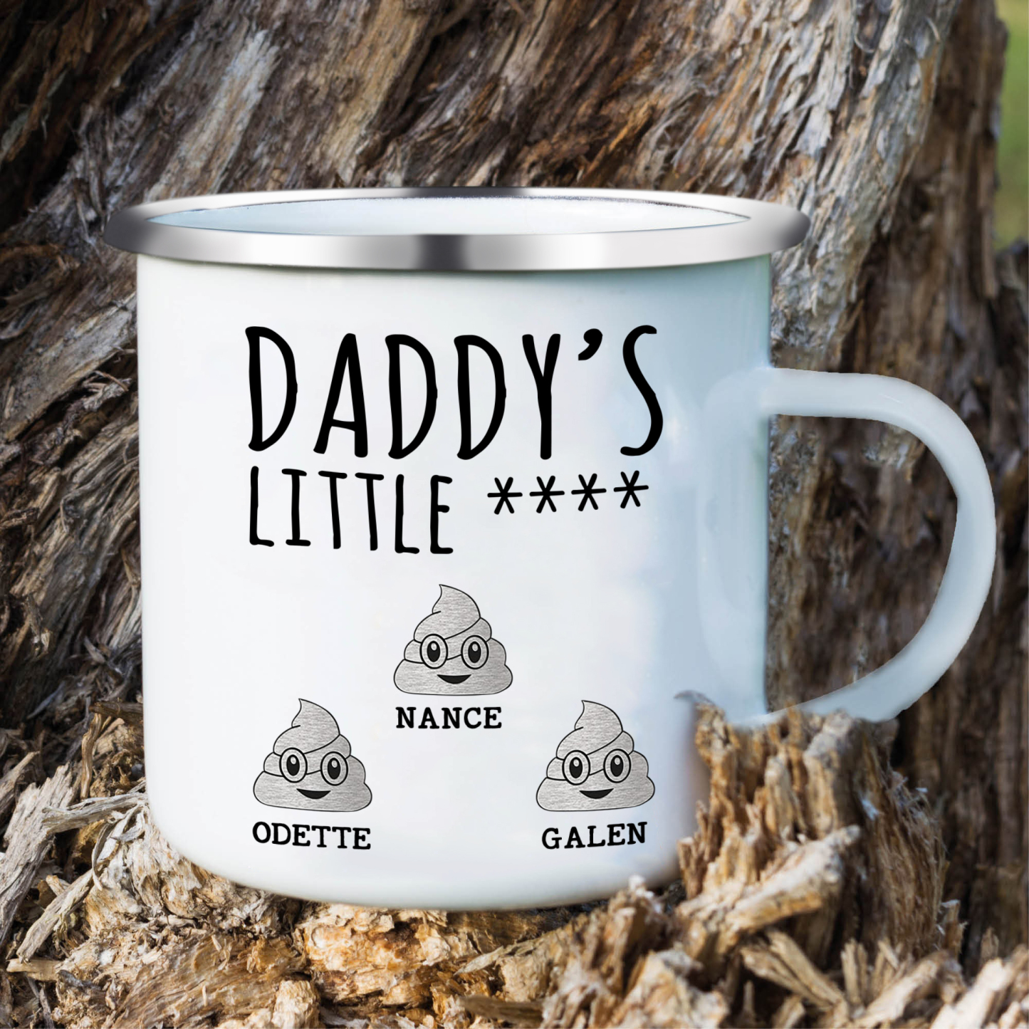 3 Names Personalised Funny Dad Enamel Mug – Custom Father's Day Gift | Jessemade