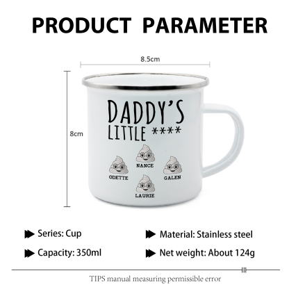 4 Names Personalised Funny Dad Enamel Mug – Custom Father's Day Gift | Jessemade