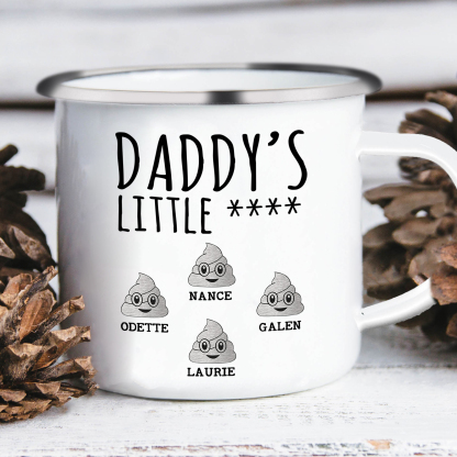 4 Names Personalised Funny Dad Enamel Mug – Custom Father's Day Gift |