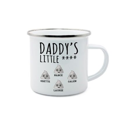 4 Names Personalised Funny Dad Enamel Mug – Custom Father's Day Gift | Jessemade