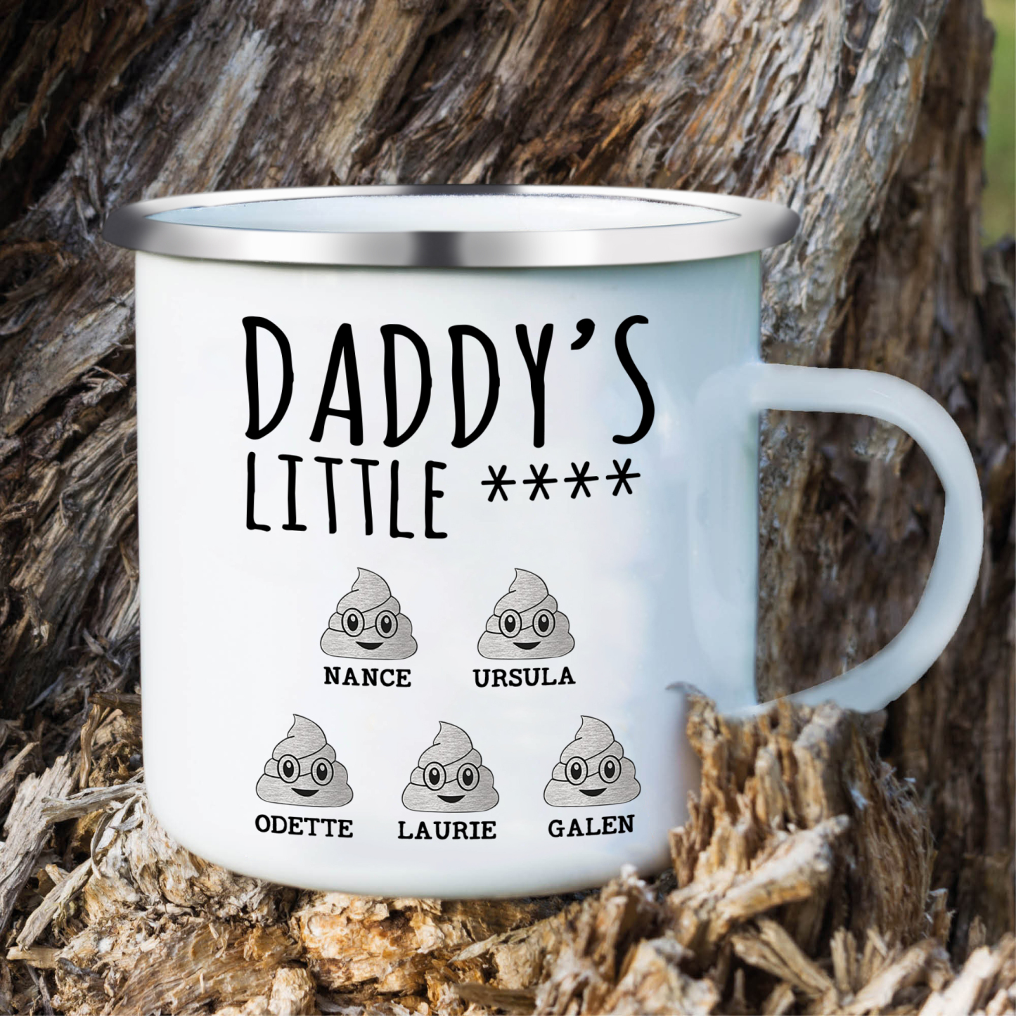 5 Names Personalised Funny Dad Enamel Mug – Custom Father's Day Gift | Jessemade