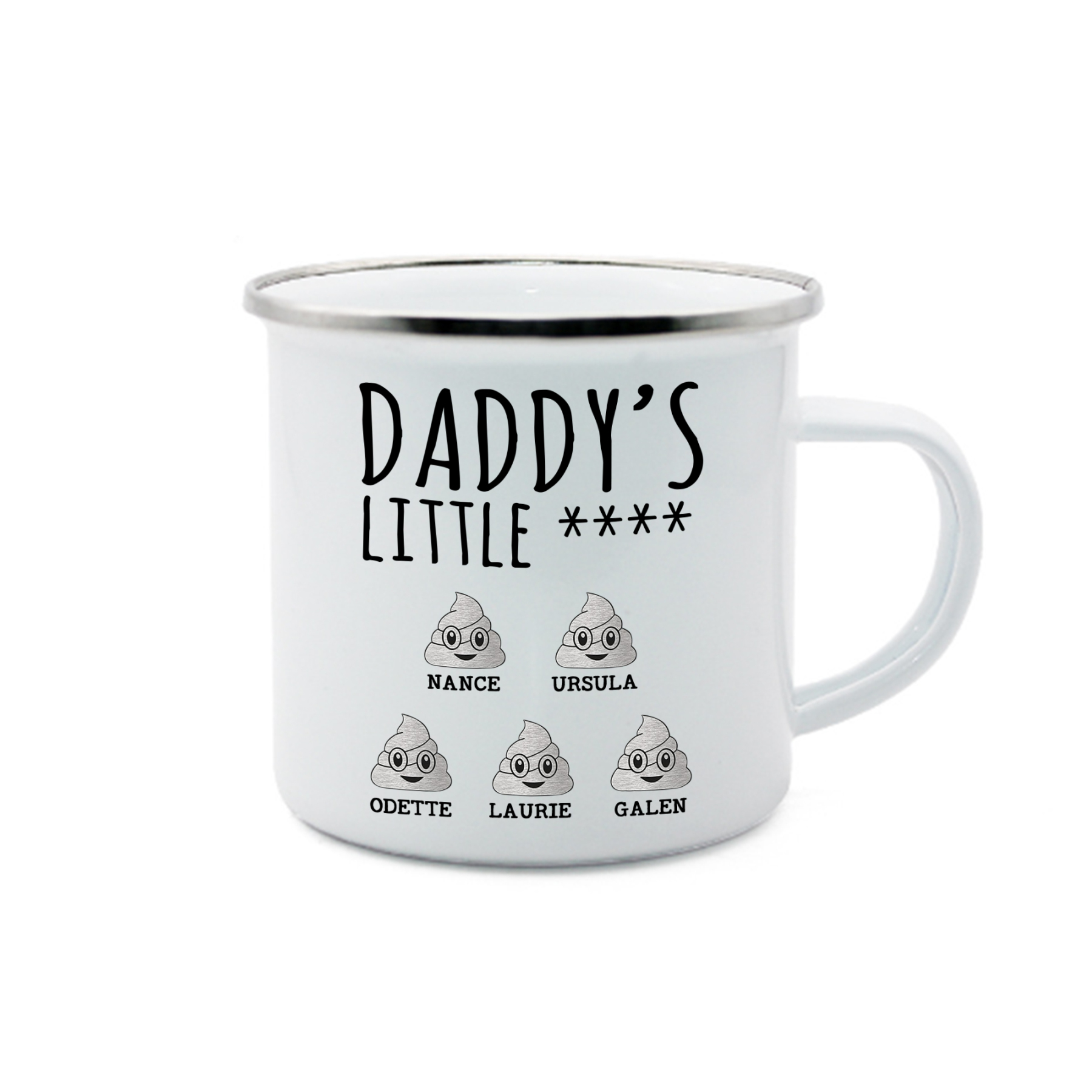 5 Names Personalised Funny Dad Enamel Mug – Custom Father's Day Gift | Jessemade