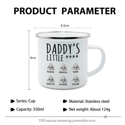 6 Names Personalised Funny Dad Enamel Mug – Custom Father's Day Gift | Jessemade