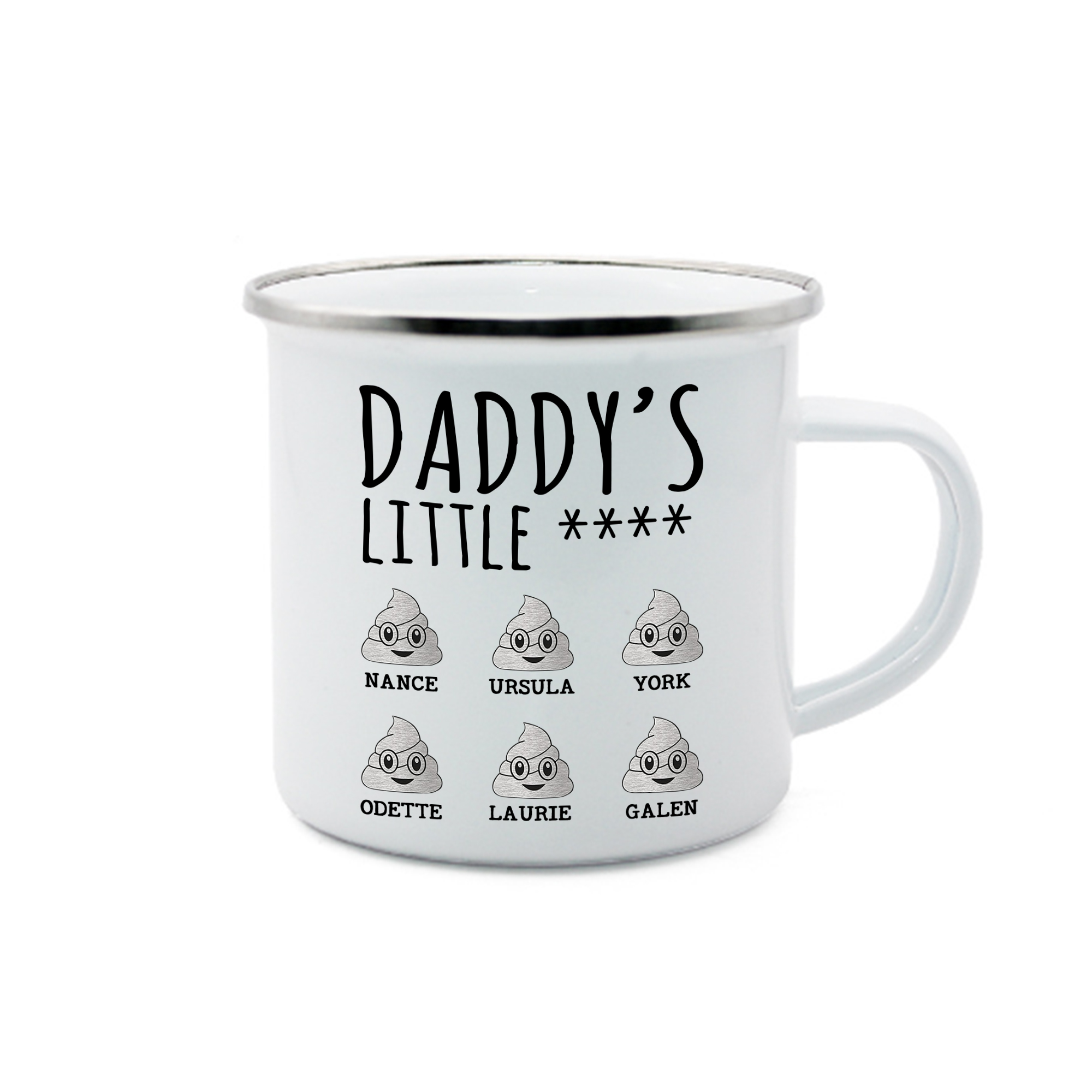6 Names Personalised Funny Dad Enamel Mug – Custom Father's Day Gift | Jessemade