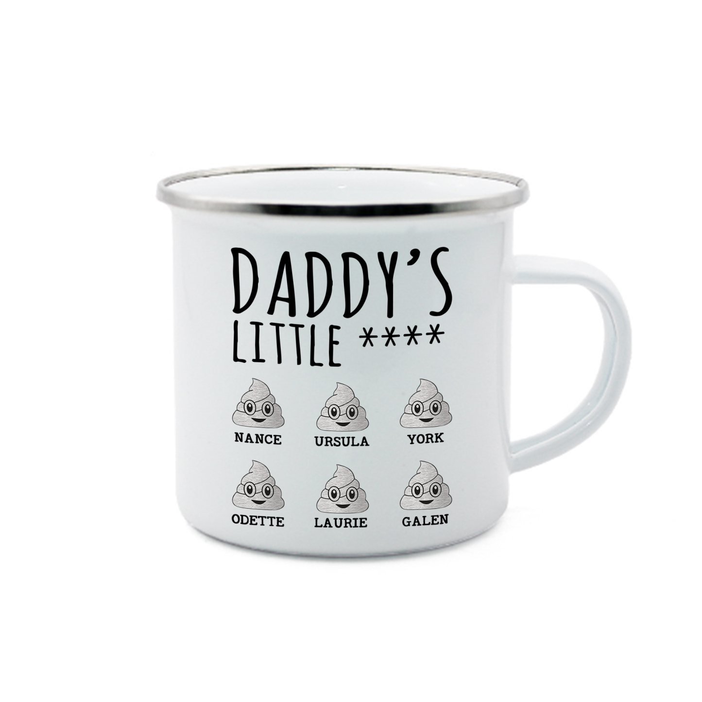 6 Names Personalised Funny Dad Enamel Mug – Custom Father's Day Gift | Jessemade