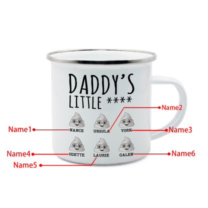 6 Names Personalised Funny Dad Enamel Mug – Custom Father's Day Gift | Jessemade