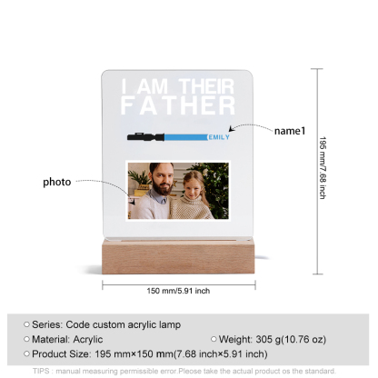 1 Name & 1 Photo Personalised Star Wars Photo LED Acrylic Lamp - Gift for Dad | Jessemade